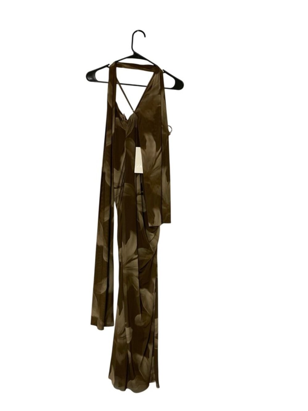 Zara Womens Floral Print Midi Dress Small Brown Scarf Neck Detail 8220/112 NWT - Picture 3 of 14